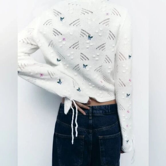 ZARA FLORAL KNIT SWEATER - Picture 5 of 9